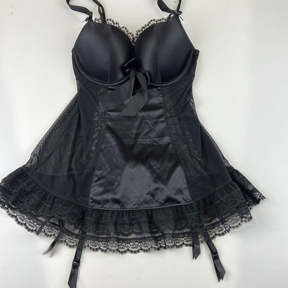 La Senza  Black Push Up Corset Baby Doll with Clips - Picture 4 of 11